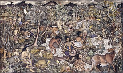 Bali Life, 1940 körül (olaj, sajtkendő) alkotó: Ida Bagus Kembeng