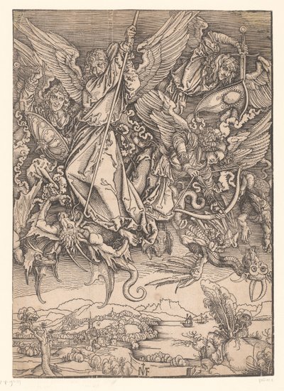 Az arkangyalok harcolnak a sárkányokkal Másolatok a Dürer