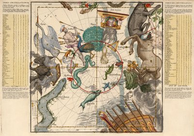 Déli-sark, 6. tábla a mennyei földgömb leírásából lapos keretekben, kocsma. 1674 alkotó: Ignace-Gaston Pardies