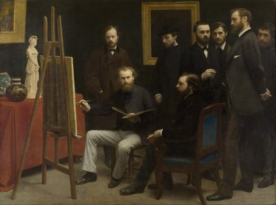 Stúdió Les Batignolles-ban, 1870 alkotó: Ignace Henri Jean Fantin Latour