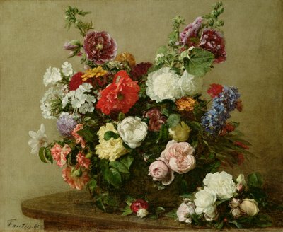 Francia rózsák és bazsarózsa, 1881 alkotó: Ignace Henri Jean Fantin Latour