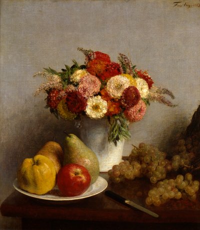 Gyümölcs és virág, 1865. alkotó: Ignace Henri Jean Fantin Latour