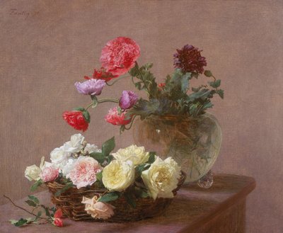Pipacsok kristályvázában, vagy rózsakosár, 1890 alkotó: Ignace Henri Jean Fantin Latour