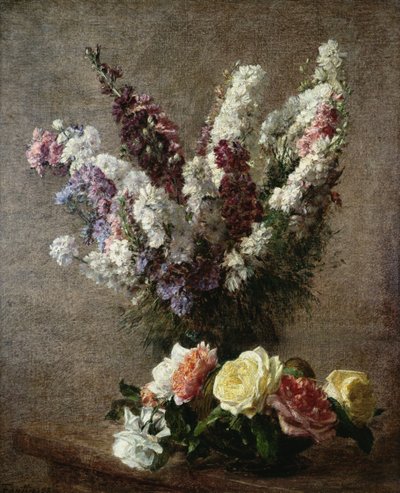Roses és Larkspur, 1885 alkotó: Ignace Henri Jean Fantin Latour