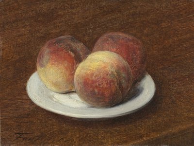 Három őszibarack egy tányéron, 1868 (olaj, papír, vászon) alkotó: Ignace Henri Jean Fantin Latour