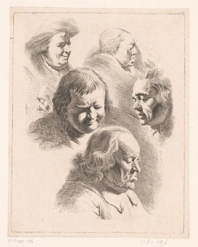 Hat csukott szemű férfi és nő fejű kompozíció alkotó: Ignace Joseph de Claussin (attributed to)