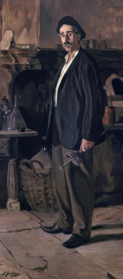 Don Plácido Zuloaga a műhelyében", 1895, Olaj, vászon, 219 × 100 cm, AS00783 alkotó: Ignacio Zuloaga