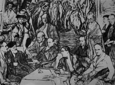 BARÁTAIM - 1920/36 - RAJZ - SZÉN / OLAJ / VÁSZON - 234X292 CM alkotó: Ignacio Zuloaga y Zabaleta