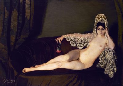 Akt szegfűvel, 1915, Olaj, vászon, 131 × 184 cm, AS00820 alkotó: Ignacio Zuloaga y Zabaleta