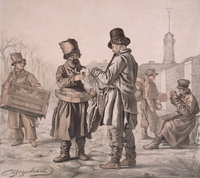 Street Sbiten eladó a sorozatból Ezek a mi embereink, 1842 alkotó: Ignati Stepanovich Shchedrovsky