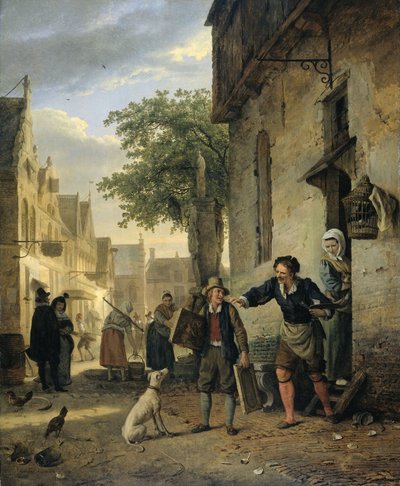 Jan Steen utcára küldi fiát, hogy sörért és borért cserélje el festményeit alkotó: Ignatius Josephus van Regemorter