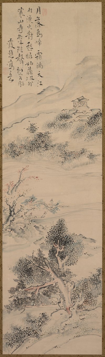 Illusztráció Zhang Qi költeményéről a hideghegyi templomról, 18. század. alkotó: Taiga Ike