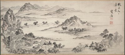 Kilátás a Nyugati-tóra, 1700-as évek. alkotó: Taiga Ike