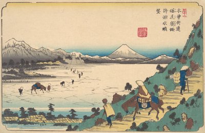 Suwa-tó a Shiojiri-hágótól, kb. 1835. alkotó: Ikeda Eisen