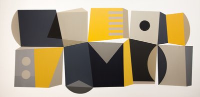Geometrikus blokkokból álló kompozíció alkotó: Ildefonso Martín