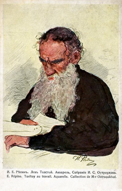 Lev Tolsztoj munka közben – Repin alkotó: Ilya Efimovich (after) Repin