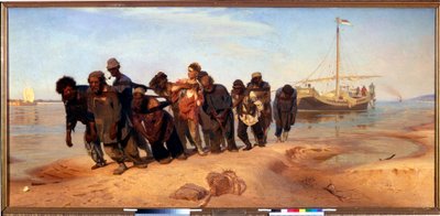 Teherhajók a Volgán (Oroszország) alkotó: Ilya Efimovich Repin