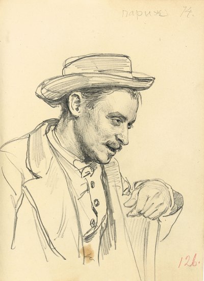 Férfi kalapos profilban, c. 1872-1875 alkotó: Ilya Efimovich Repin