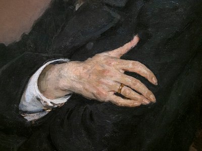 Pavel Mihajlovics Tretyakov portréja (részlet) alkotó: Ilya Efimovich Repin