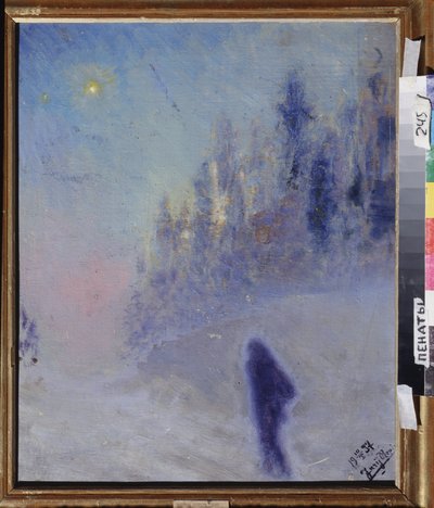 Téli út. Jurij Iljics Repin (1877-1954) festménye, olaj, fa alkotó: Ilya Efimovich Repin