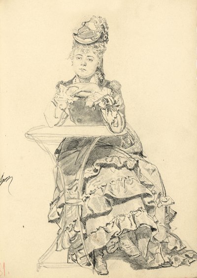 Nő ül egy kávézóasztalnál, c. 1872-1875 alkotó: Ilya Efimovich Repin