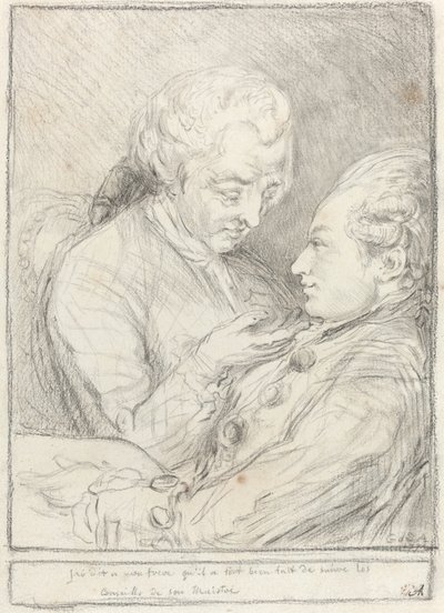 A művész portréja öccsével, Augustin Saint-Aubinnal alkotó: Imitator of Gabriel Jacques de Saint Aubin