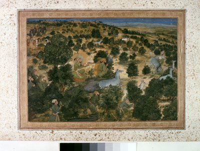AURANGZEB: Awrangzib Hunts Nilgais, 1660 körül (miniatűr) alkotó: Indian School