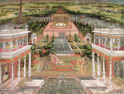 Mogul hercegnő a kertjében alkotó: Indian School
