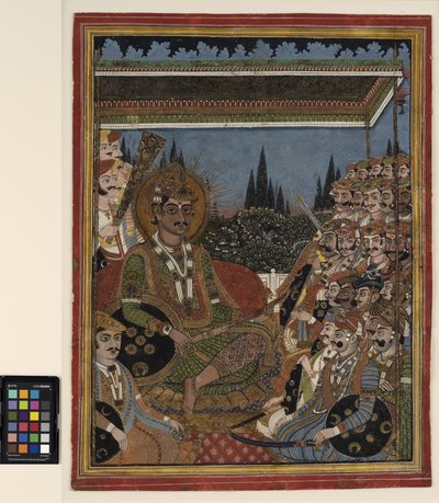 Herceg munkarban, baldachin alatt, 1880 körül (átlátszatlan akvarell és arany papíron) alkotó: Indian School