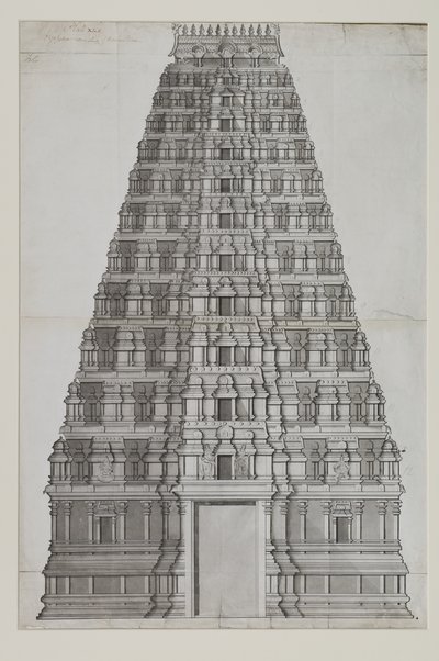 Egy tizenkét emeletes gopuram alkotó: Indian School