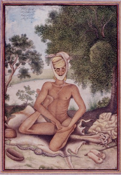 Add hozzá a 27255 fol.370v Egy meztelen aszkétát a „Tashrih al-aqvam”-ból, amelyet James Skinner ezredes (1778-1841) állított össze, 1825 (guache papíron) alkotó: Indian School