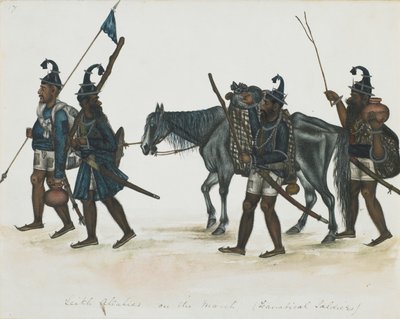 Akali Sikhs on the March, 1850 körül (átlátszatlan akvarell papíron) alkotó: Indian School
