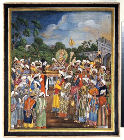 Akbar Shah II fogadja a brit lakost, 1810 körül alkotó: Indian School