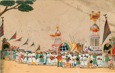 Indiai művészet: Gouache felvonulás kb 1800 Méret 15x23,7 cm Magángyűjtemény alkotó: Indian School