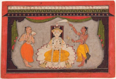 Visnu Buddha avatárja, 1700 körül (átlátszatlan wc, arany és bogár pántok papíron) alkotó: Indian School