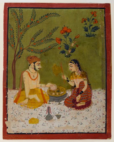 Pár ül egy fa alatt, 1700 körül (wc és arany papíron) alkotó: Indian School