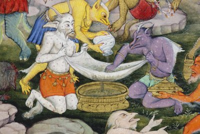 Részlet a Démonok egy vad tájban, 1600 körül (átlátszatlan wc és arany papíron) alkotó: Indian School