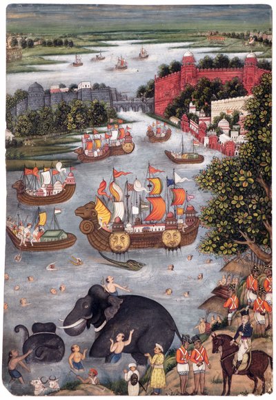 Ünnepségek a folyón, 1825 körül (papíron átlátszatlan wc) alkotó: Indian School