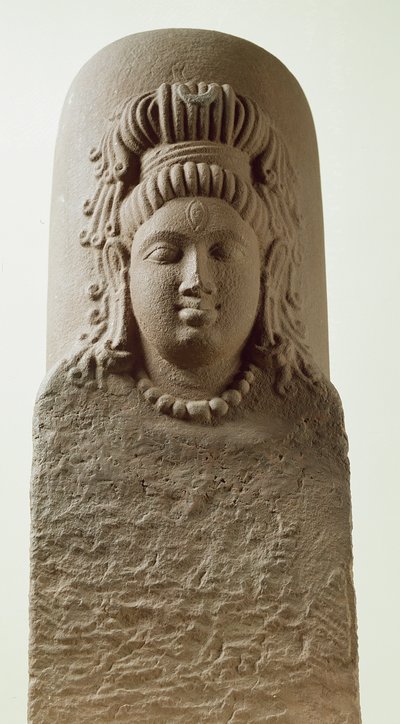Ekmukha Shiva-Linga figurája a khohi templomból (homokkő) alkotó: Indian School