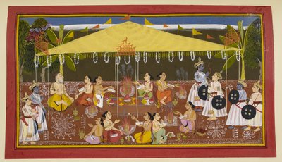 Figurák sárga lombkorona alatt alkotó: Indian School