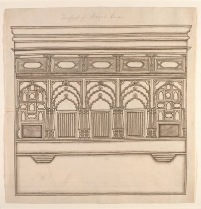 Egy bengáli ház homlokzata, 1820 körül (papíron átlátszatlan wc) alkotó: Indian School