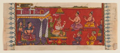 A szentek és az udvaroncok gyülekeznek a herceg előtt (átlátszatlan wc és arany papíron) (lásd a 406509-es számot) alkotó: Indian School