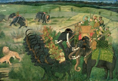 Ban ben. 11A.28 Aurangzib oroszlánra vadászó, 1670-80 körül alkotó: Indian School