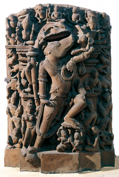 Indiai művészet: a hindu isteni Visnu vaddisznó formájában. Khajuraho-ból, Indiából. Chandela időszak alkotó: Indian School