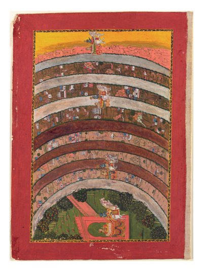 Utazás ismeretlen vidékeken, Krsna kocsijában tett utazásaiból, 1750 körül (átlátszatlan wc, papíron arany és ezüst) alkotó: Indian School