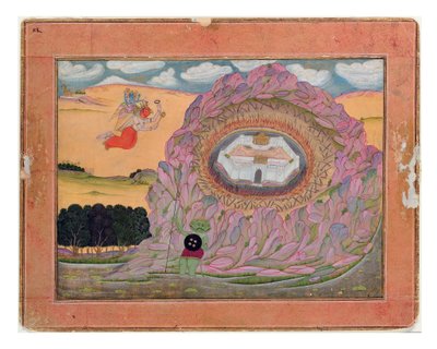 Krisna megközelíti Naraka fellegvárát, 1710 körül (átlátszatlan wc és arany papíron) alkotó: Indian School
