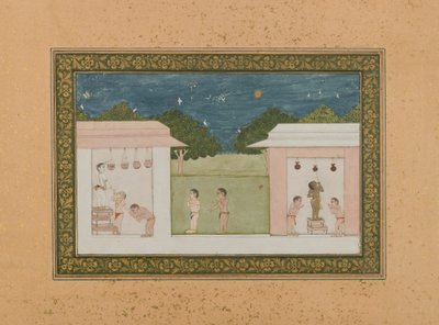 Krishna lopó túró, 1775 körül (átlátszatlan wc és arany papíron) alkotó: Indian School