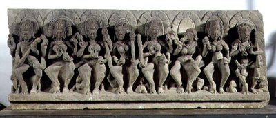 Siva és a hét anyaistennőt ábrázoló szemöldök, Gurjara-Pratihara dinasztia, Allahabad (kő) alkotó: Indian School