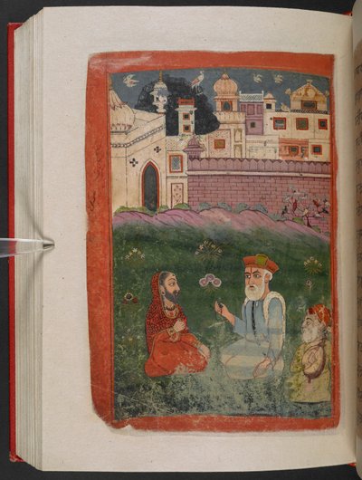 MS Panj B 40, f.195v, illusztráció a "Guru Nanak életrajzából" alkotó: Indian School