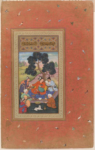 Mongol törzsfőnök és kísérői, fólió a Gulshan albumból (Rózsakert album), 1600 körül (fedő akvarell, tinta és arany, papír) alkotó: Indian School